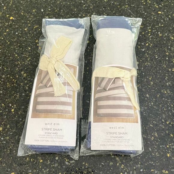 West Elm set of 2 Standard Striped Pillow Shams. - Picture 2 of 4